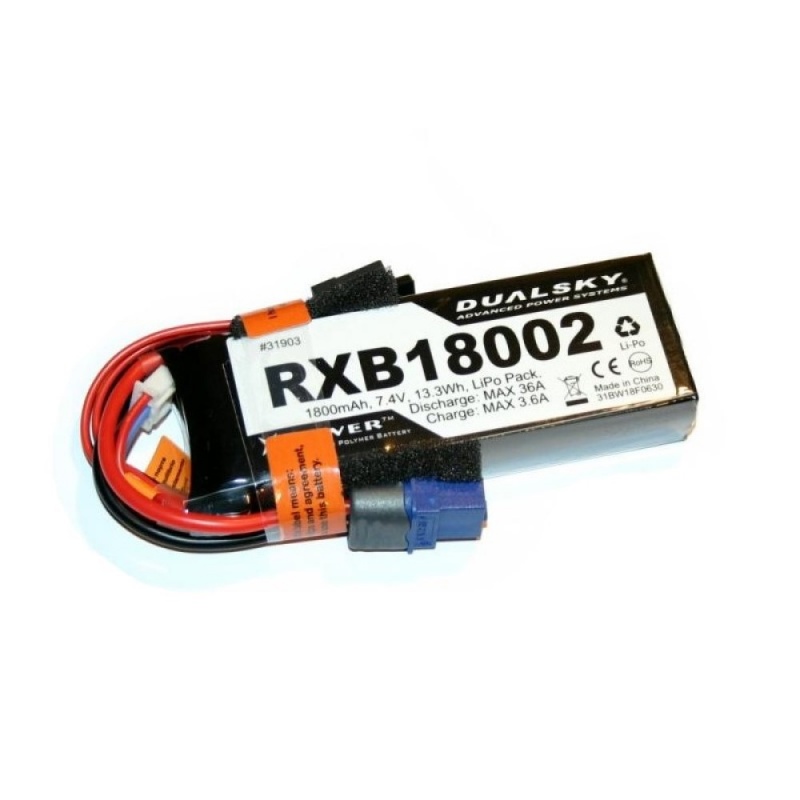 Batteries de réception - Batterie Lipo 1S 3.7V 800mAh 20C RX Dualsky -  FLASH RC